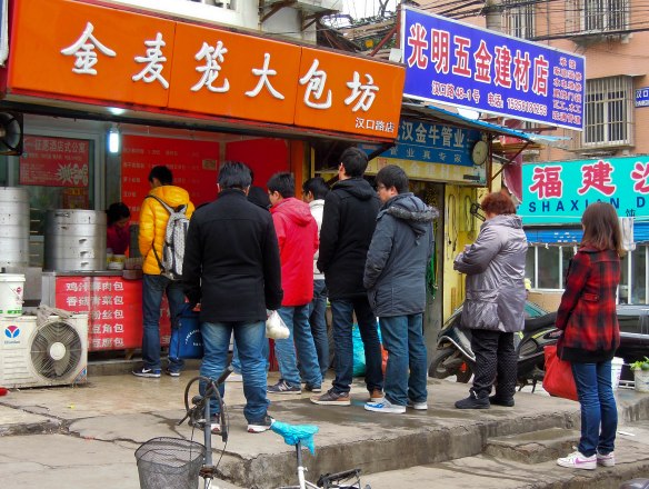 Lining up for breakfast