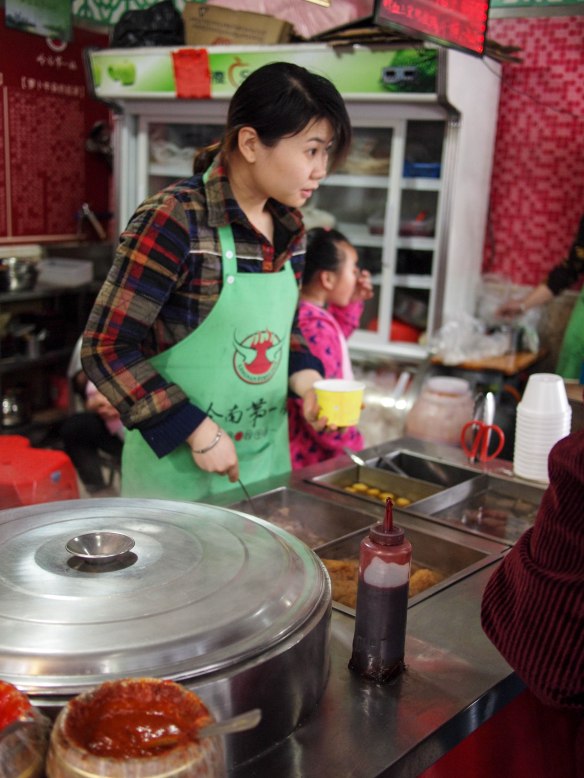 Street-side Chinese style fast food restaurant.