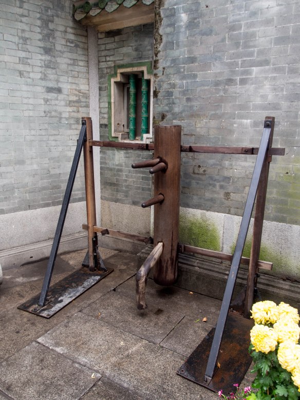 The wooden dummy used to practice Wing Chun kung fu
